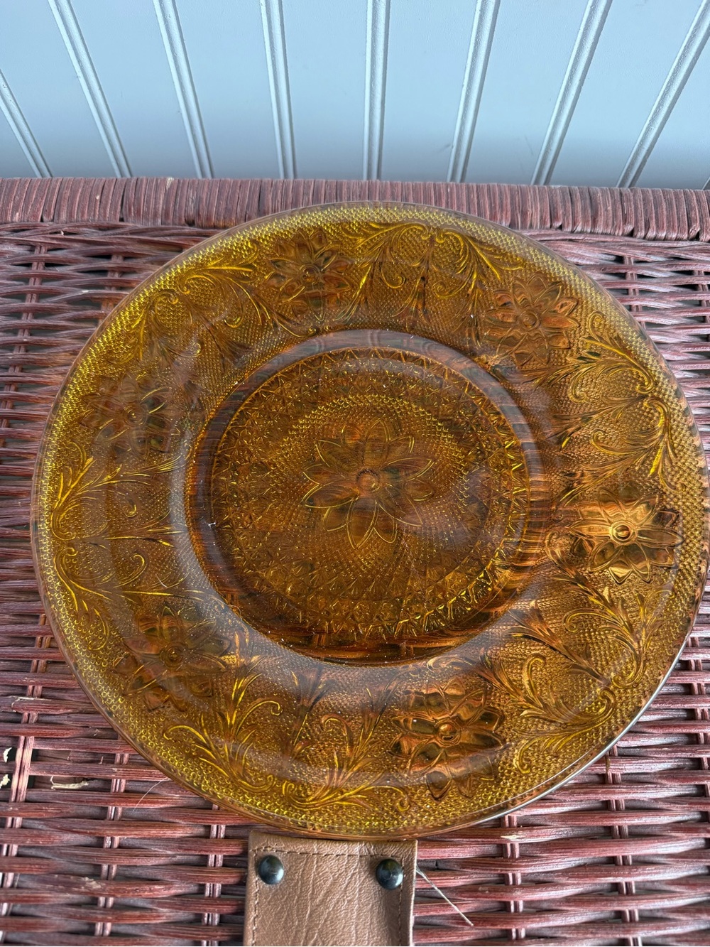 Amber Floral Glass Dinner Plate - Home Dining